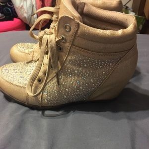 Charlotte Russe sparkle wedge boots size: 8.5